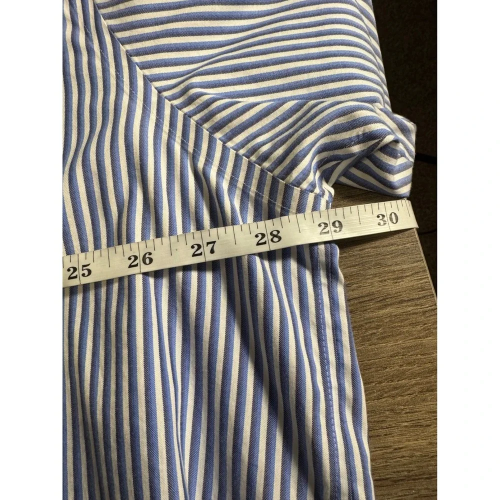 Lands End Mens 19-36 Big & Tall No Iron‎ Supima Cotton  Oxford Shirt Blue 3X